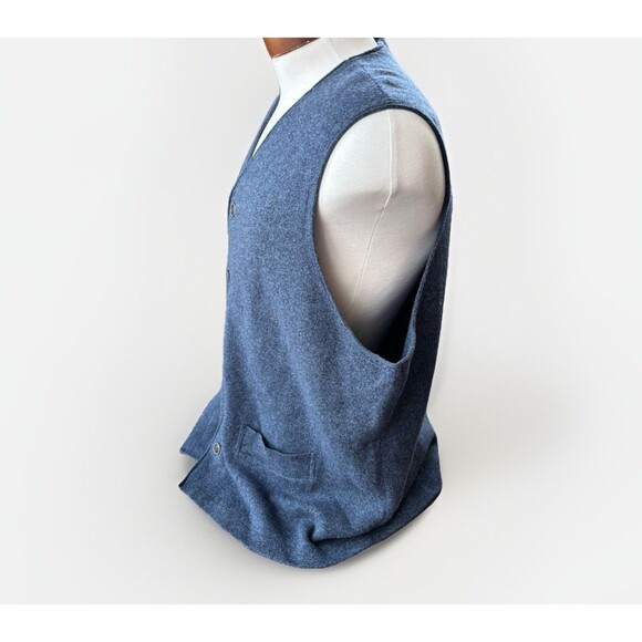 True Measure Of A Man Mens Blue Merino Wool Sweater Vest Size 2XL - Picture 5 of 6